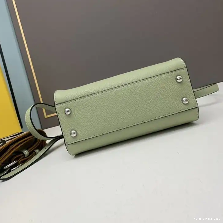 Affordable Iconic Mini Leather Fendi Green Stitching Calf In Bag Peekaboo 0602